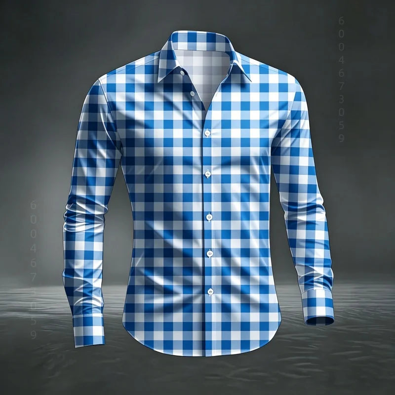 Chemise à carreaux classique pour homme 2026, imprimé écossais, coupe ajustée, col et manches longues, haut pour homme, tissu confortable XS-6XL Camara Shopping Chemise à carreaux classique pour homme 2026, imprimé écossais, coupe ajustée, col et manches longues, haut pour homme, tissu confortable XS-6XL