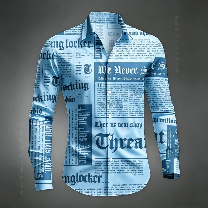 Chemise Homme à Manches Longues Imprimé Lettres de Journal Style Rétro Décontracté Boutonnage Simple Tendance Streetwear Haut pour Homme XS-6XL Camara Shopping Chemise Homme à Manches Longues Imprimé Lettres de Journal Style Rétro Décontracté Boutonnage Simple Tendance Streetwear Haut pour Homme XS-6XL