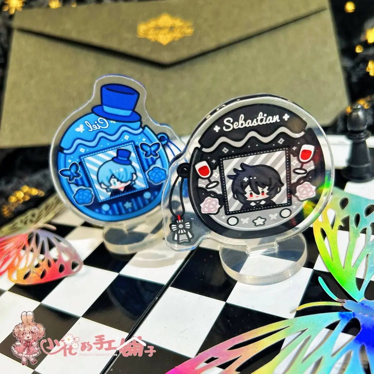 Porte-clés de majordome noir pour femmes et hommes, en acrylique, Ciel Phantomhive, pendentif, accessoires d'ornement, cadeau pour ami