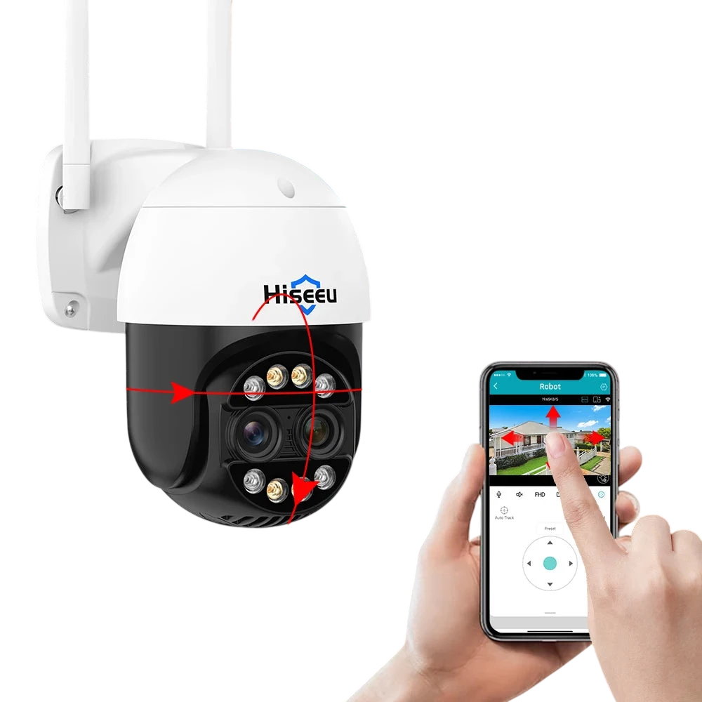 Hiseeu 4K 8MP Dual Lens PTZ Wifi IP Camera 8X Zoom Outdoor HD Full Color Night Vision Human Detection Video Surveillance Cameras Camara Shopping Hiseeu 4K 8MP Dual Lens PTZ Wifi IP Camera 8X Zoom Outdoor HD Full Color Night Vision Human Detection Video Surveillance Cameras