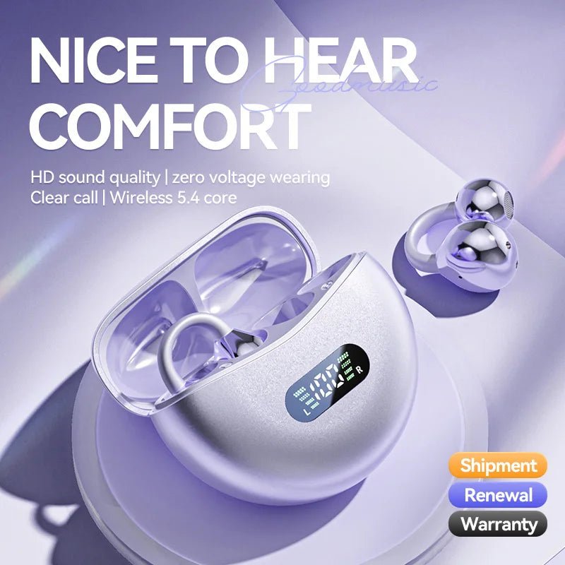 Écouteurs sans fil Lenovo Open Ear Clip Bluetooth 5.4 avec suppression du bruit, microphone et affichage LED pour Xiaomi Huawei - Camara ShoppingÉcouteurs sans fil Lenovo Open Ear Clip Bluetooth 5.4 avec suppression du bruit, microphone et affichage LED pour Xiaomi Huawei