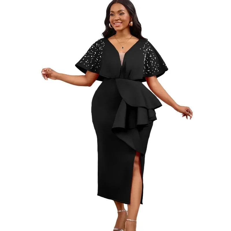 S-3XL Africain ixRobes De Soirée pour Femmes Été Automne Africain À Manches Courtes Col En V Polyester tambours con Robe Quelle que soit la Tenue Camara Shopping S-3XL Africain ixRobes De Soirée pour Femmes Été Automne Africain À Manches Courtes Col En V Polyester tambours con Robe Quelle que soit la Tenue