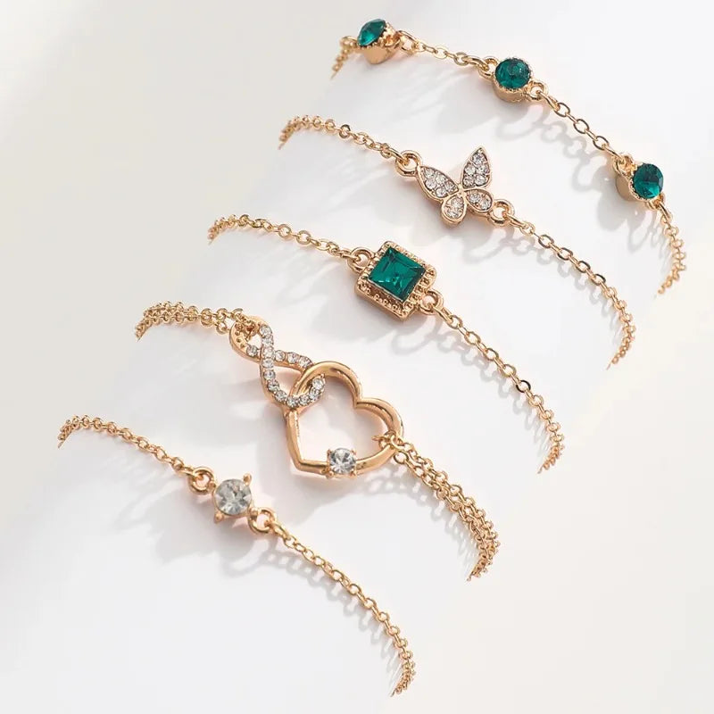Ensemble de bracelets papillon en strass pour femmes, 5 pièces/ensemble, styliste de mode coréen, perles réglables, bijoux de luxe originaux Camara Shopping Ensemble de bracelets papillon en strass pour femmes, 5 pièces/ensemble, styliste de mode coréen, perles réglables, bijoux de luxe originaux
