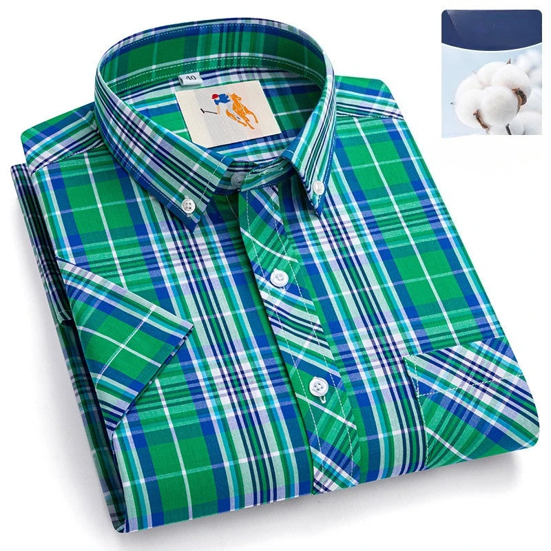 Chemises d'été fines à manches courtes 100 % coton pour hommes, grandes tailles 9XL, coupe ajustée, formelles et décontractées, unies, douces, à carreaux, style hawaïen Camara Shopping Chemises d'été fines à manches courtes 100 % coton pour hommes, grandes tailles 9XL, coupe ajustée, formelles et décontractées, unies, douces, à carreaux, style hawaïen