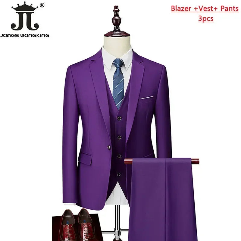 Costume homme formel pour le bureau, mariage, fête, couleur unie, tailles M-6XL, 15 couleurs (veste + gilet + pantalon) Camara Shopping Costume homme formel pour le bureau, mariage, fête, couleur unie, tailles M-6XL, 15 couleurs (veste + gilet + pantalon)