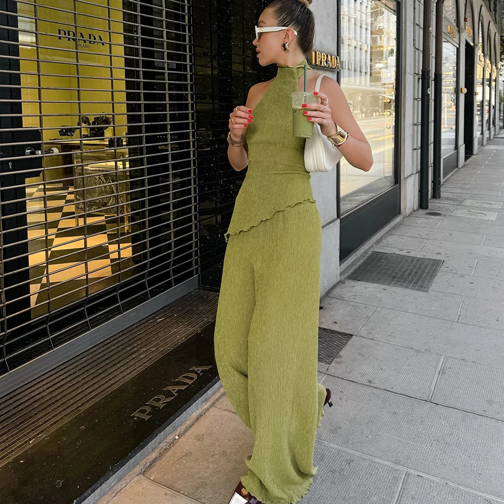 Tuularose suspendus vert pantalon ensemble sans manches dos nu personnalité tempérament banlieue deux pièces ensemble été nouveau femmes pantalon ensemble Camara Shopping Tuularose suspendus vert pantalon ensemble sans manches dos nu personnalité tempérament banlieue deux pièces ensemble été nouveau femmes pantalon ensemble