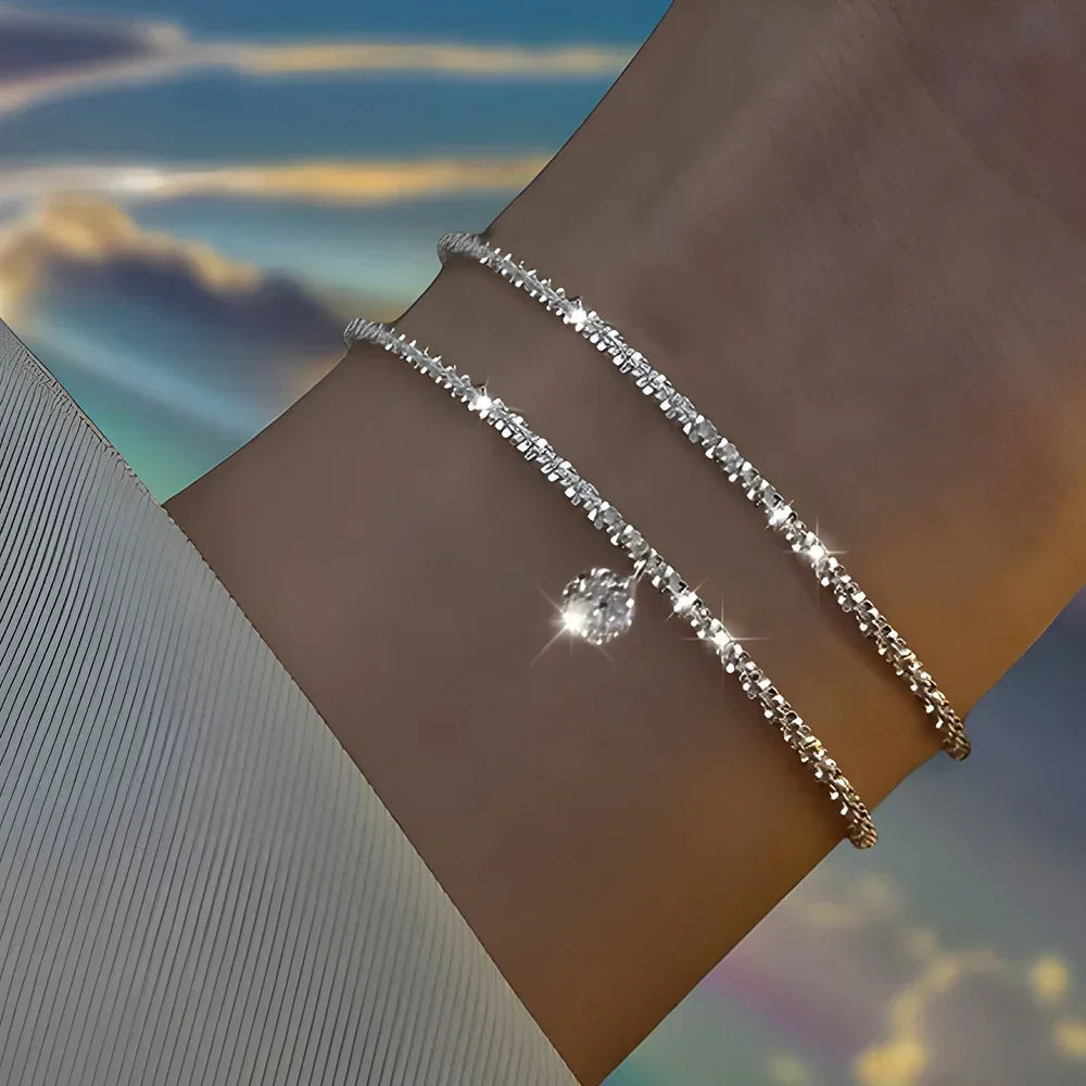 Bracelets en argent Sterling 925 avec strass pour femmes et filles, 6 pièces, luxe coréen, ciel étoilé scintillant, bijoux de fête Camara Shopping Bracelets en argent Sterling 925 avec strass pour femmes et filles, 6 pièces, luxe coréen, ciel étoilé scintillant, bijoux de fête