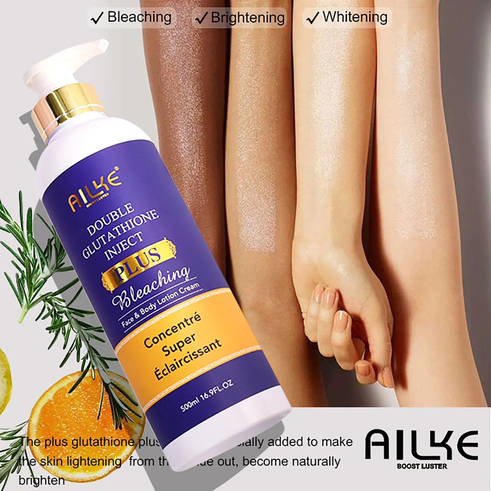 AILKE Glutathion PLUS Ensemble de soins pour la peau, lotion éclaircissante avancée, hydrate, adoucit la peau, portée de brillance pour hommes et femmes Camara Shopping AILKE Glutathion PLUS Ensemble de soins pour la peau, lotion éclaircissante avancée, hydrate, adoucit la peau, portée de brillance pour hommes et femmes