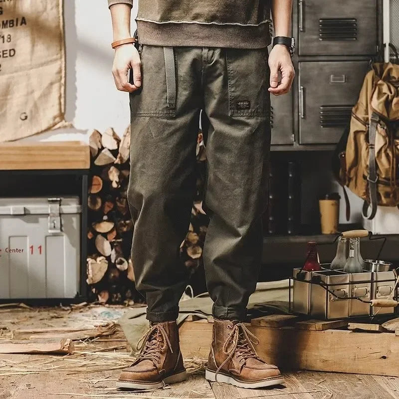 Pantalon de travail en coton coupe large pour homme, style rétro décontracté, résistant à l'usure, avec poches, coupe droite et ample, idéal automne-été Camara Shopping Pantalon de travail en coton coupe large pour homme, style rétro décontracté, résistant à l'usure, avec poches, coupe droite et ample, idéal automne-été