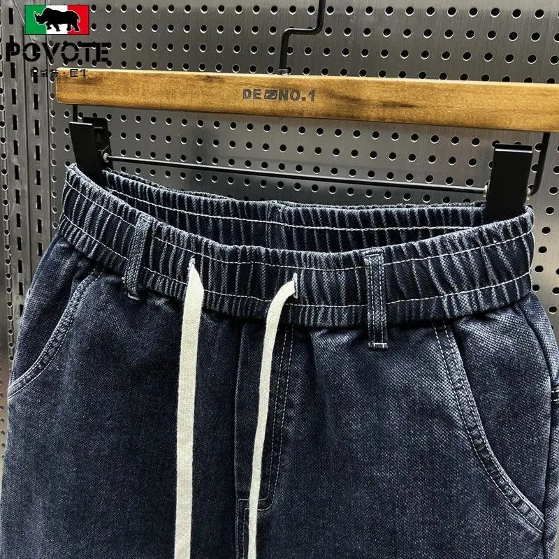 Mode cordon de serrage de luxe concepteur lâche Denim cordon jean pour hommes sarouel décontracté avec élasticité Baggy sarouel Camara Shopping Mode cordon de serrage de luxe concepteur lâche Denim cordon jean pour hommes sarouel décontracté avec élasticité Baggy sarouel