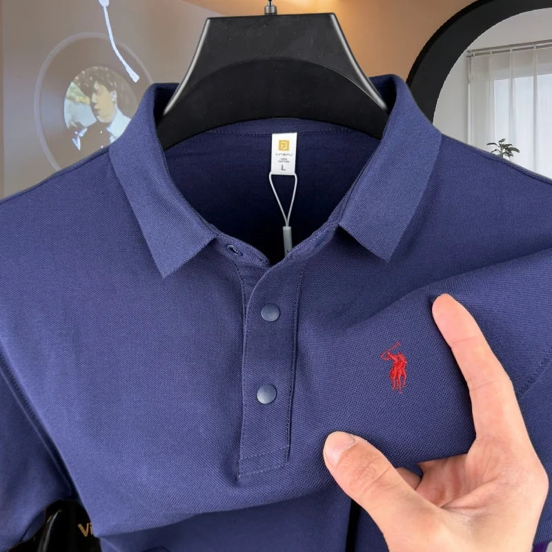 Polo homme 100 % coton pur de marque haut de gamme, manches courtes, broderie poney, collection été 2026, style luxe, haut de golf, t-shirt décontracté Camara Shopping Polo homme 100 % coton pur de marque haut de gamme, manches courtes, broderie poney, collection été 2026, style luxe, haut de golf, t-shirt décontracté