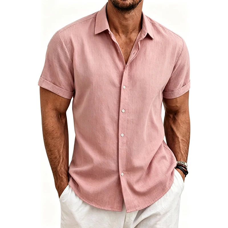 Chemises en coton et lin pour hommes 2026 – Chemises décontractées légères à manches courtes, chemises Henley de plage, T-shirts hawaïens tendance pour hommes Camara Shopping Chemises en coton et lin pour hommes 2026 – Chemises décontractées légères à manches courtes, chemises Henley de plage, T-shirts hawaïens tendance pour hommes
