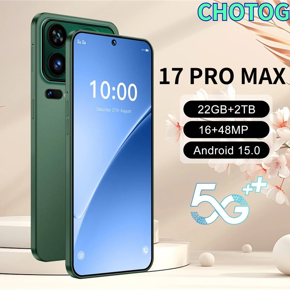 Téléphones mobiles CHOTOG 17 Pro Max Smartphone Android 5G 7.3 HD Téléphone portable 22GB 2TB 7800mAh Octa Core Débloqué Double SIM Appareil photo 16+48MP Camara Shopping Téléphones mobiles CHOTOG 17 Pro Max Smartphone Android 5G 7.3 HD Téléphone portable 22GB 2TB 7800mAh Octa Core Débloqué Double SIM Appareil photo 16+48MP