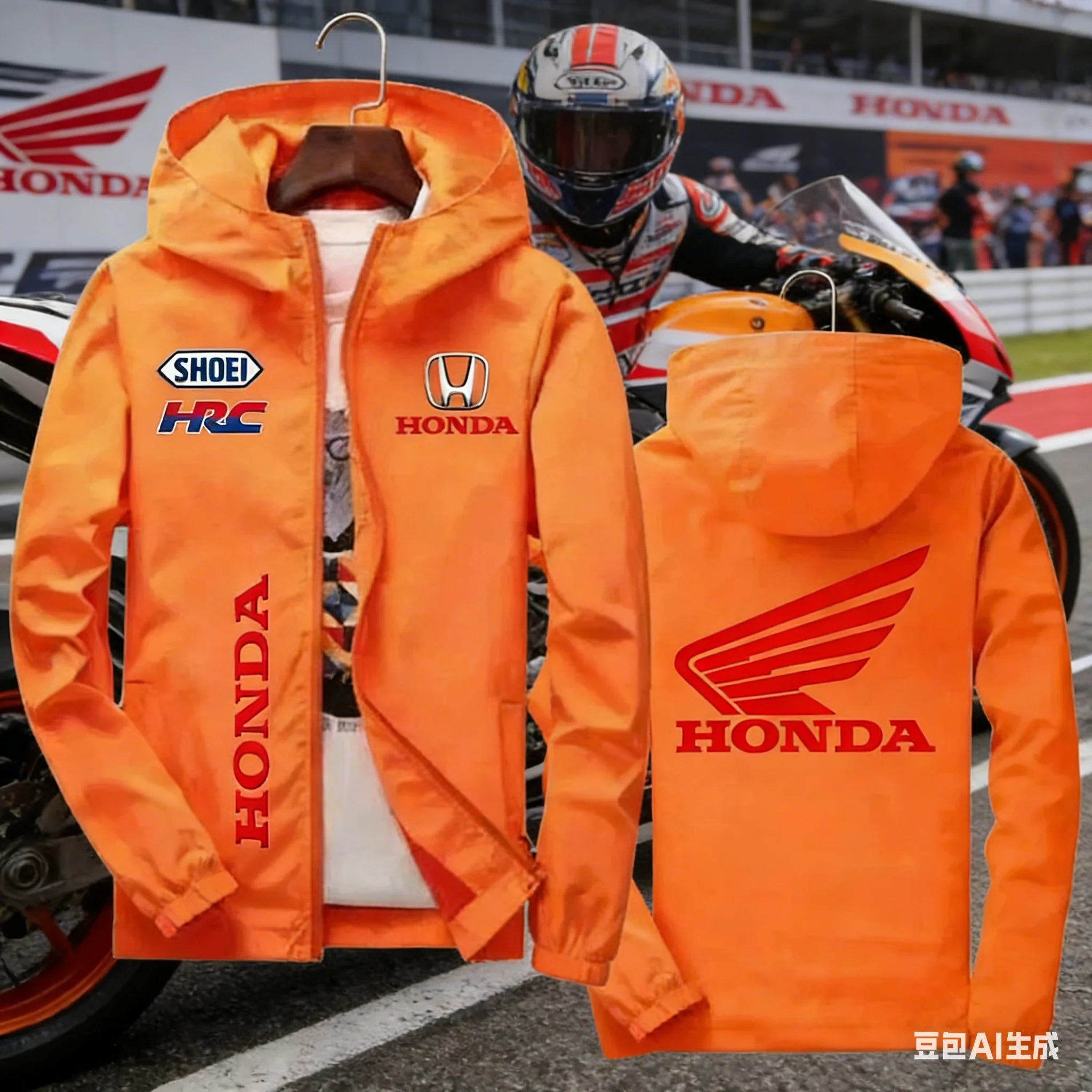 Veste de course moto Honda HRC pour homme, coupe-vent à capuche avec fermeture éclair, style décontracté, printemps-automne Camara Shopping Veste de course moto Honda HRC pour homme, coupe-vent à capuche avec fermeture éclair, style décontracté, printemps-automne