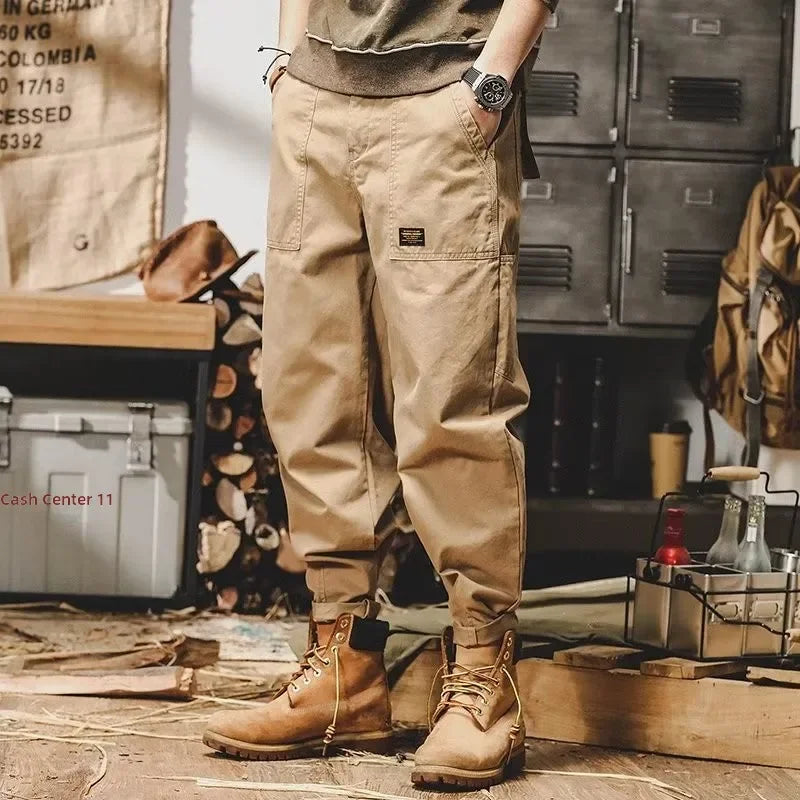 Pantalon de travail en coton coupe large pour homme, style rétro décontracté, résistant à l'usure, avec poches, coupe droite et ample, idéal automne-été Camara Shopping Pantalon de travail en coton coupe large pour homme, style rétro décontracté, résistant à l'usure, avec poches, coupe droite et ample, idéal automne-été