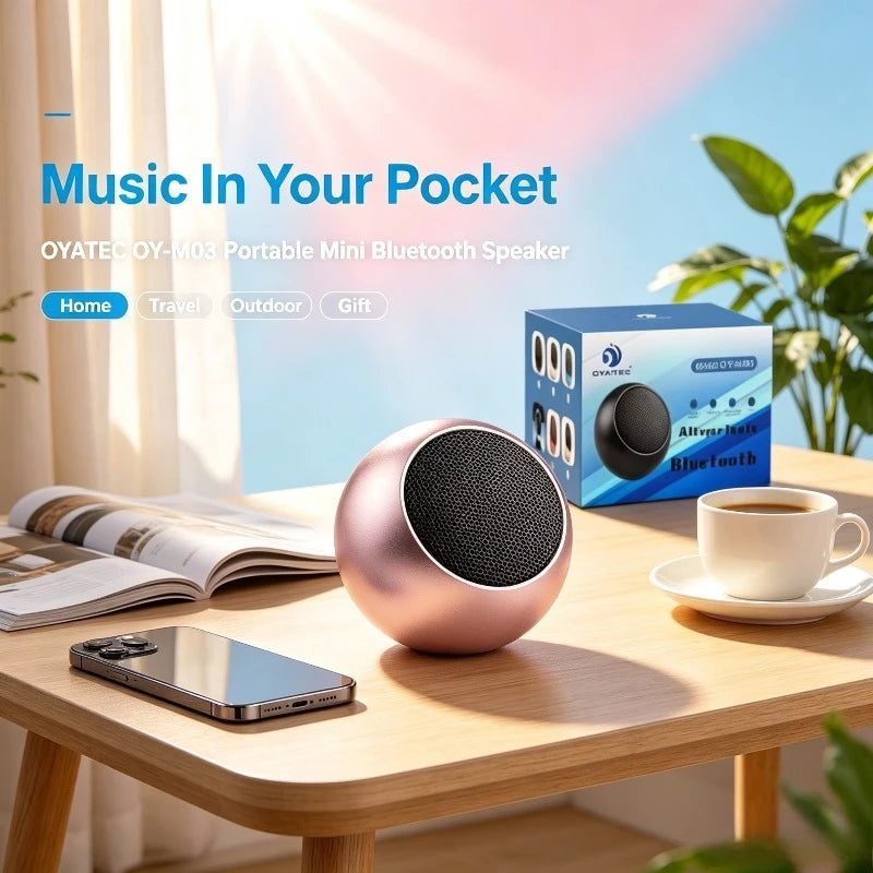 OYATEC OY-M03 Mini haut-parleur Bluetooth rond compact, coque en métal, son Hi-Fi surround, basses profondes, batterie longue durée, portable, pour voiture, maison, voyage Camara Shopping OYATEC OY-M03 Mini haut-parleur Bluetooth rond compact, coque en métal, son Hi-Fi surround, basses profondes, batterie longue durée, portable, pour voiture, maison, voyage