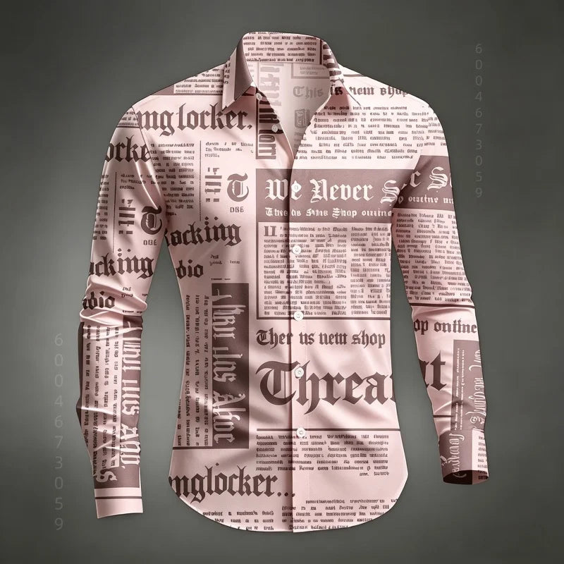 Chemise Homme à Manches Longues Imprimé Lettres de Journal Style Rétro Décontracté Boutonnage Simple Tendance Streetwear Haut pour Homme XS-6XL Camara Shopping Chemise Homme à Manches Longues Imprimé Lettres de Journal Style Rétro Décontracté Boutonnage Simple Tendance Streetwear Haut pour Homme XS-6XL