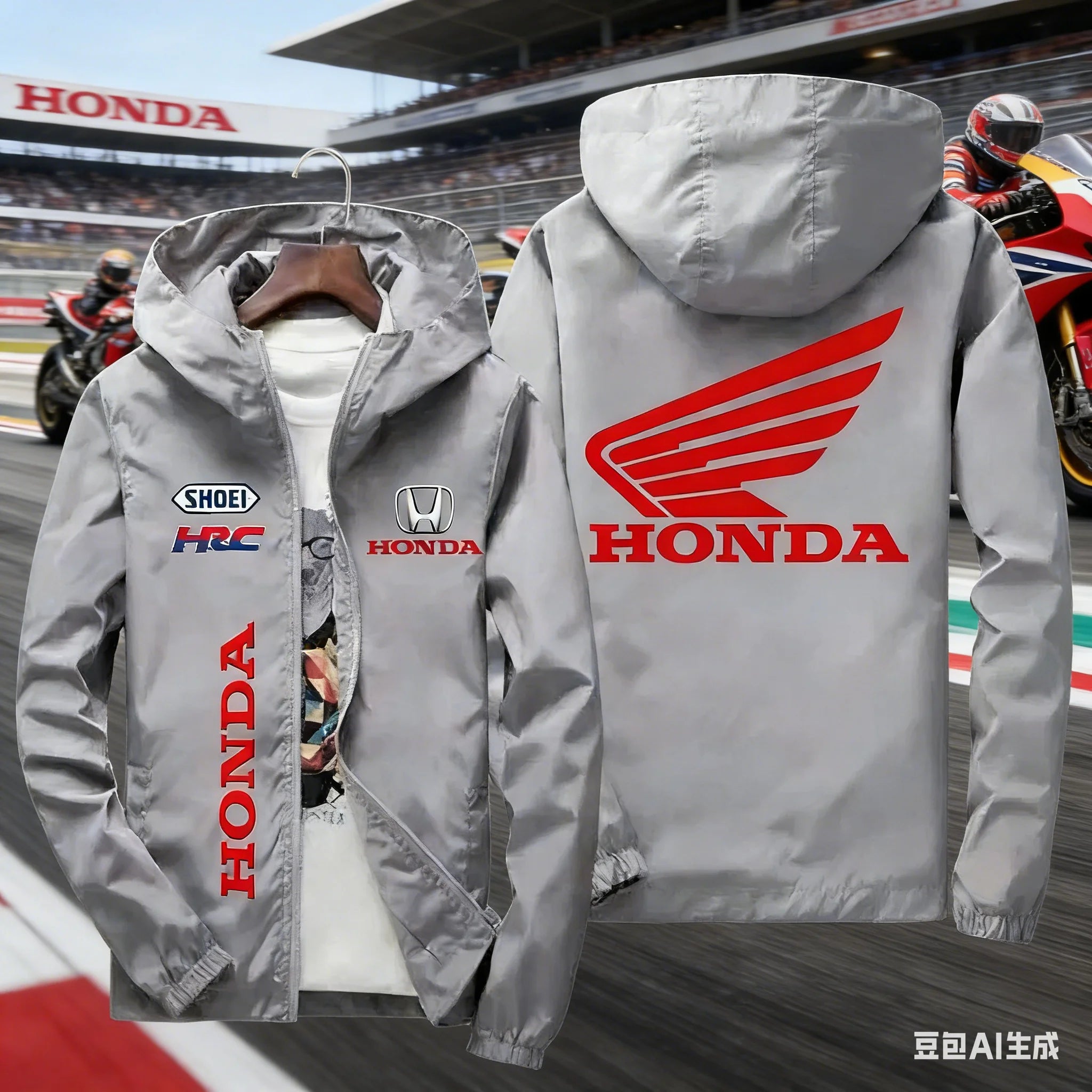 Veste de course moto Honda HRC pour homme, coupe-vent à capuche avec fermeture éclair, style décontracté, printemps-automne Camara Shopping Veste de course moto Honda HRC pour homme, coupe-vent à capuche avec fermeture éclair, style décontracté, printemps-automne