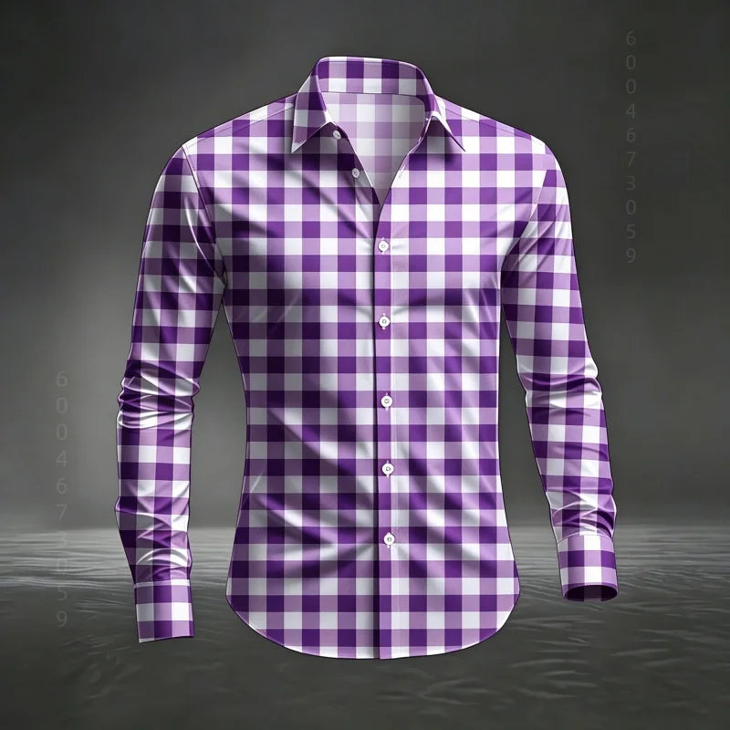 Chemise à carreaux classique pour homme 2026, imprimé écossais, coupe ajustée, col et manches longues, haut pour homme, tissu confortable XS-6XL Camara Shopping Chemise à carreaux classique pour homme 2026, imprimé écossais, coupe ajustée, col et manches longues, haut pour homme, tissu confortable XS-6XL
