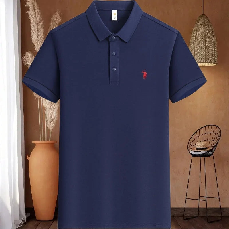 Polo homme 100 % coton pur de marque haut de gamme, manches courtes, broderie poney, collection été 2026, style luxe, haut de golf, t-shirt décontracté Camara Shopping Polo homme 100 % coton pur de marque haut de gamme, manches courtes, broderie poney, collection été 2026, style luxe, haut de golf, t-shirt décontracté