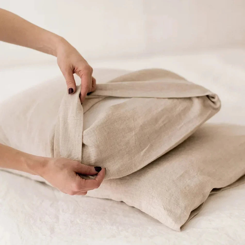 Taie d'oreiller en lin naturel français, 2 pièces, enveloppe douce et confortable, décoration de maison, couverture d'oreiller de chambre à coucher, toutes saisons Camara Shopping Taie d'oreiller en lin naturel français, 2 pièces, enveloppe douce et confortable, décoration de maison, couverture d'oreiller de chambre à coucher, toutes saisons