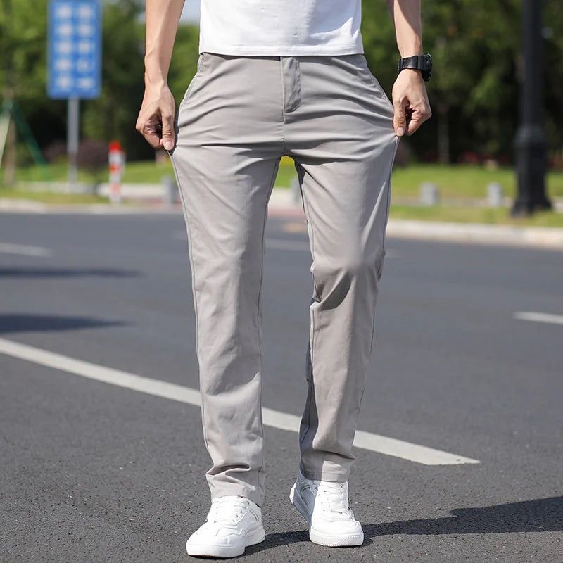 Printemps et été hommes stretch confort pantalons décontractés mode coréenne pantalon affaires droite ample ventiler marque pantalon Camara Shopping Printemps et été hommes stretch confort pantalons décontractés mode coréenne pantalon affaires droite ample ventiler marque pantalon