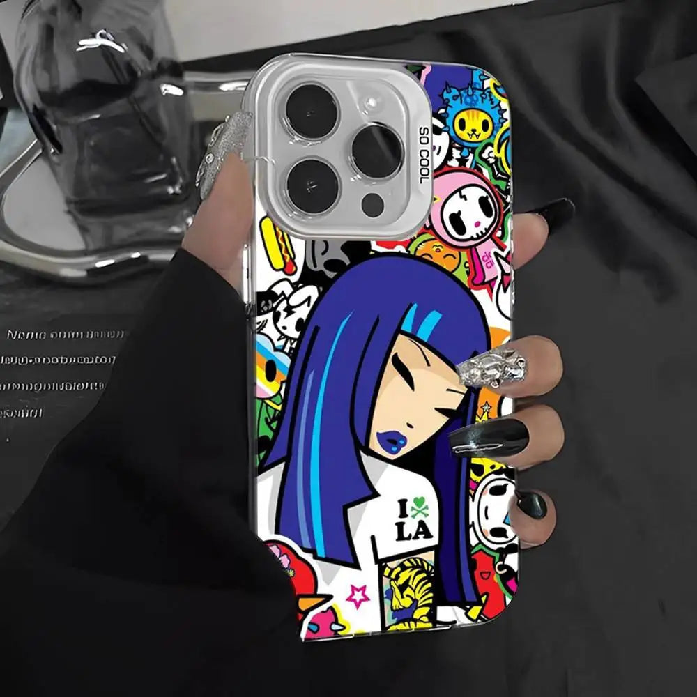 Coque de téléphone Cartoon T-Tokidokis pour iPhone 17 16 15 14 13 Pro 12 11 Pro Max PLUS, coque arrière colorée