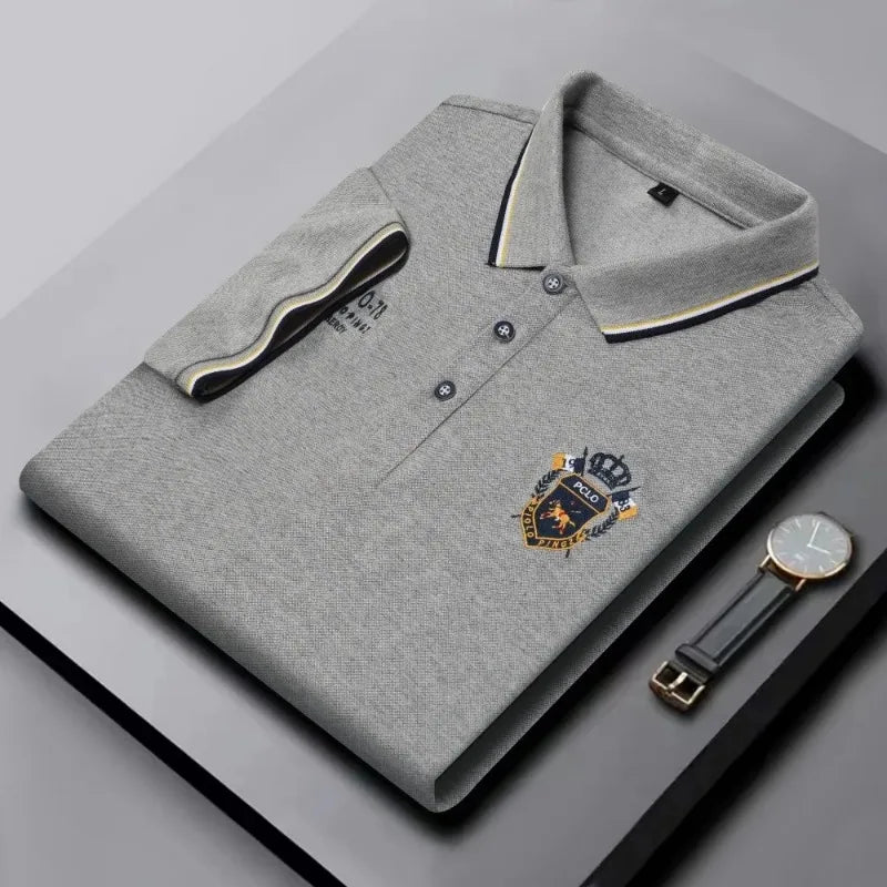 Nouveaux hommes polos brodés été à manches courtes chemise de luxe haut revers Streetwear hommes respirant léger t-shirt Homme Camara Shopping Nouveaux hommes polos brodés été à manches courtes chemise de luxe haut revers Streetwear hommes respirant léger t-shirt Homme