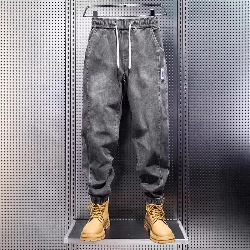 Jean décontracté pour homme, coupe ample, taille élastique, avec revers, style sport, nouvelle collection automne-printemps, toucher premium Camara Shopping Jean décontracté pour homme, coupe ample, taille élastique, avec revers, style sport, nouvelle collection automne-printemps, toucher premium