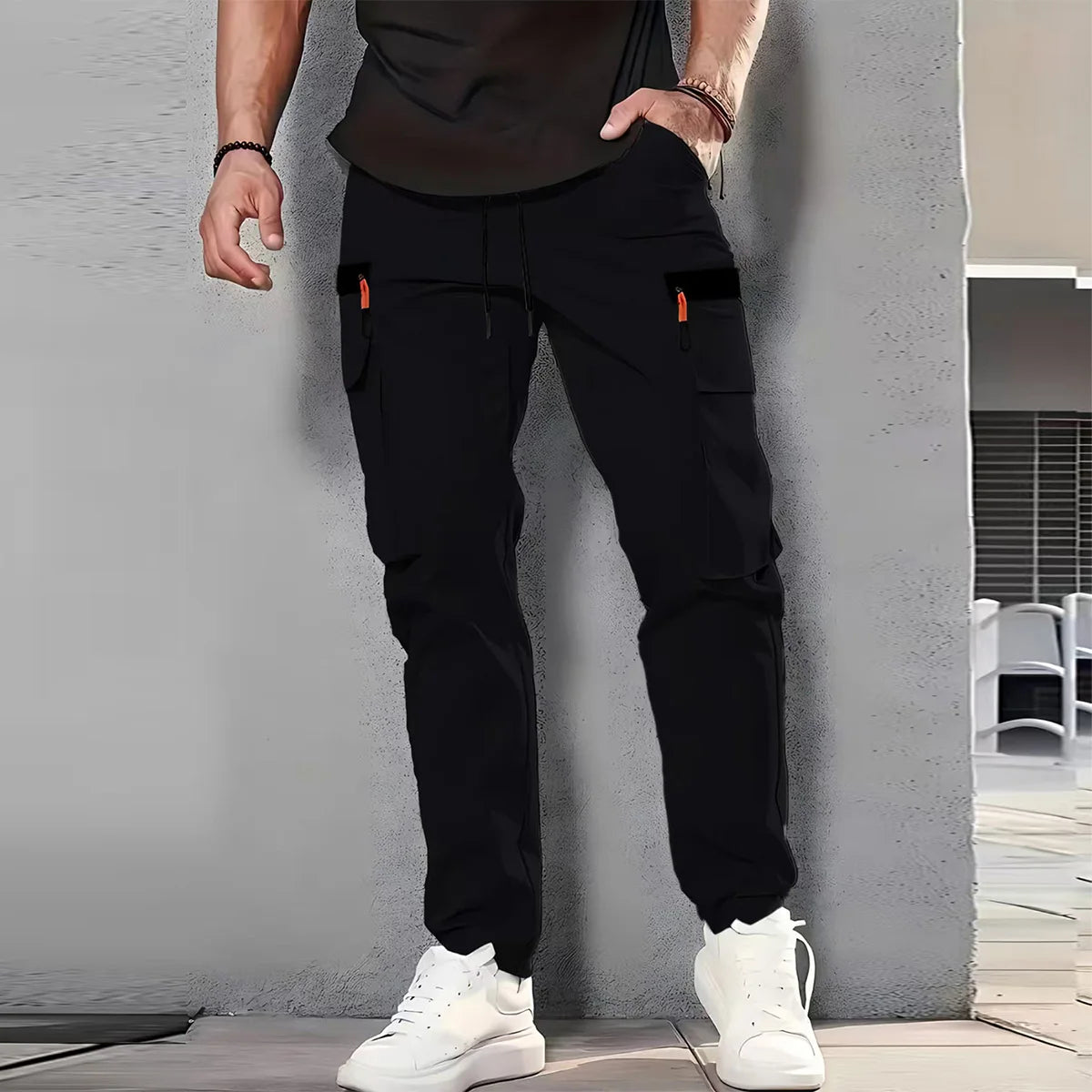 Pantalon cargo pour homme, nouvelle collection printemps/été, multi-poches, séchage rapide, coupe droite, tissu imperméable avec cordon de serrage Camara Shopping Pantalon cargo pour homme, nouvelle collection printemps/été, multi-poches, séchage rapide, coupe droite, tissu imperméable avec cordon de serrage