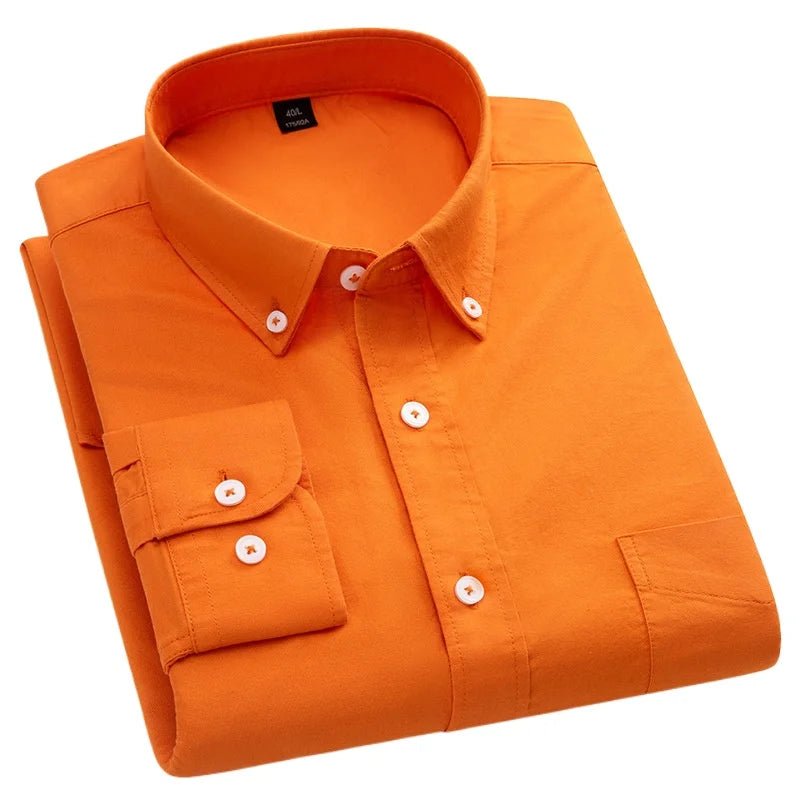 Chemises décontractées à manches longues pour hommes, coupe cintrée, uni, 100% coton, hauts à carreaux rayés, doux, styliste, mode, tendances coréennes, vêtements - Camara ShoppingChemises décontractées à manches longues pour hommes, coupe cintrée, uni, 100% coton, hauts à carreaux rayés, doux, styliste, mode, tendances coréennes, vêtements