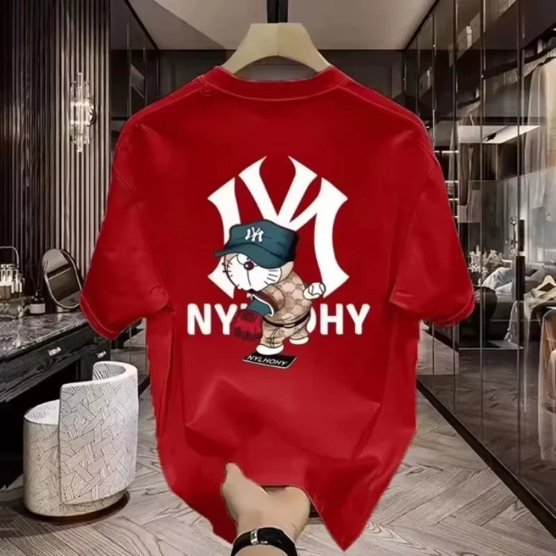 Nouveau t-shirt d'été décontracté pour homme en coton imprimé, élégant et tendance, avec une bonne respirabilité Camara Shopping Nouveau t-shirt d'été décontracté pour homme en coton imprimé, élégant et tendance, avec une bonne respirabilité