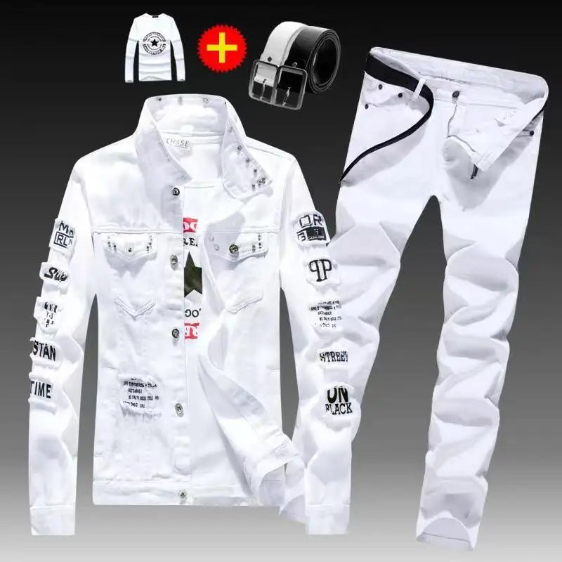 Costume Denim Homme 2 Pièces – Veste Jean & Pantalon | Style Moderne Printemps Automne - Camara ShoppingCostume Denim Homme 2 Pièces – Veste Jean & Pantalon | Style Moderne Printemps Automne