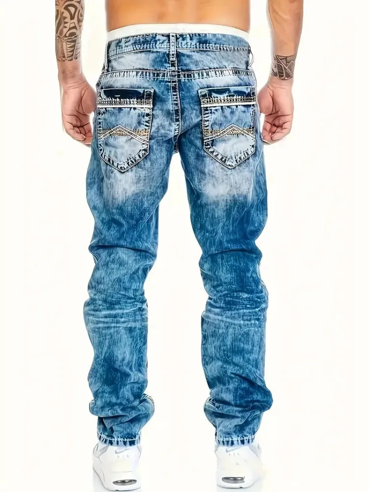 Jean européen et américain pour hommes, pantalon élastique Slim, à la mode, Vintage, lavage, Denim, Streetwear, nouvelle collection automne Camara Shopping Jean européen et américain pour hommes, pantalon élastique Slim, à la mode, Vintage, lavage, Denim, Streetwear, nouvelle collection automne