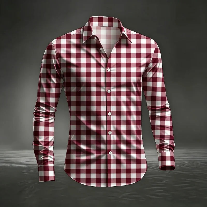 Chemise à carreaux classique pour homme 2026, imprimé écossais, coupe ajustée, col et manches longues, haut pour homme, tissu confortable XS-6XL Camara Shopping Chemise à carreaux classique pour homme 2026, imprimé écossais, coupe ajustée, col et manches longues, haut pour homme, tissu confortable XS-6XL