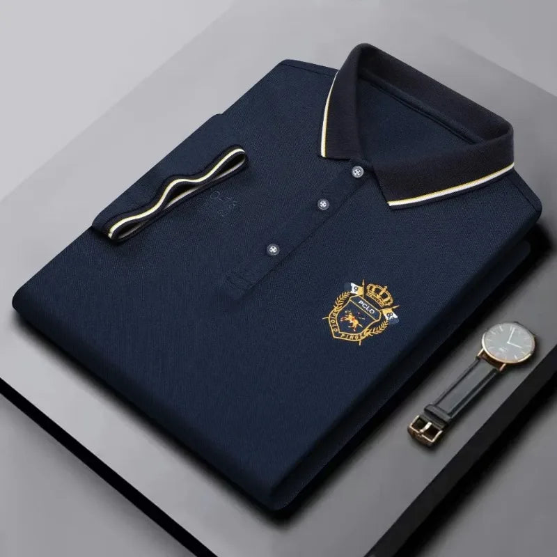 Nouveaux hommes polos brodés été à manches courtes chemise de luxe haut revers Streetwear hommes respirant léger t-shirt Homme Camara Shopping Nouveaux hommes polos brodés été à manches courtes chemise de luxe haut revers Streetwear hommes respirant léger t-shirt Homme
