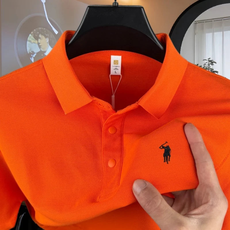 Polo homme 100 % coton pur de marque haut de gamme, manches courtes, broderie poney, collection été 2026, style luxe, haut de golf, t-shirt décontracté Camara Shopping Polo homme 100 % coton pur de marque haut de gamme, manches courtes, broderie poney, collection été 2026, style luxe, haut de golf, t-shirt décontracté