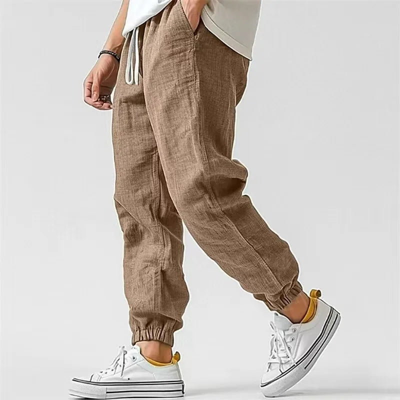 Pantalon en lin pour homme, couleur unie, décontracté, respirant, ample, pour le sport, la plage, léger, en coton Camara Shopping Pantalon en lin pour homme, couleur unie, décontracté, respirant, ample, pour le sport, la plage, léger, en coton