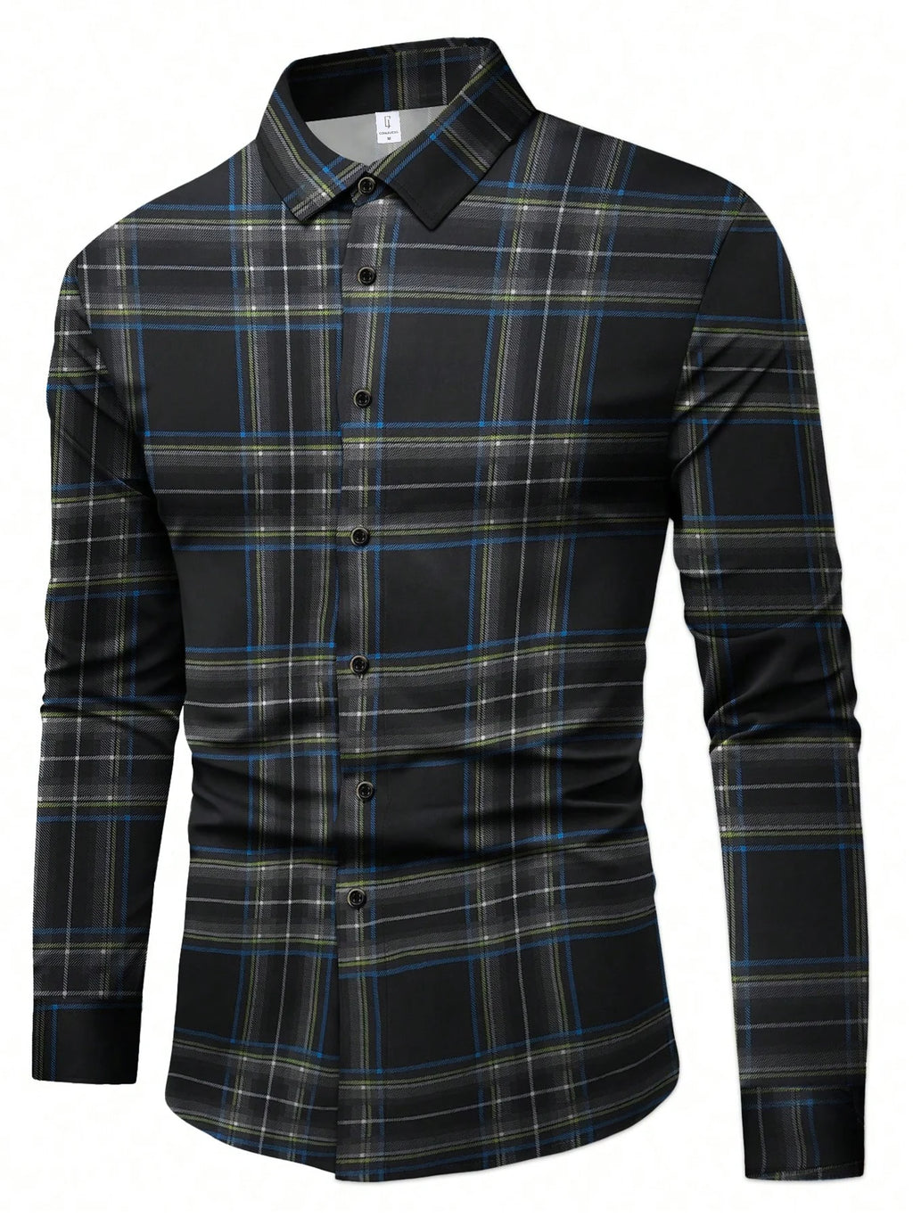 Chemise à manches longues rayée pour homme, coupe classique, couleur unie, polyester, col boutonné, tissu tissé, non extensible - Camara ShoppingChemise à manches longues rayée pour homme, coupe classique, couleur unie, polyester, col boutonné, tissu tissé, non extensible