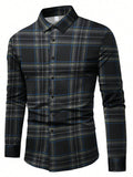 Chemise à manches longues rayée pour homme, coupe classique, couleur unie, polyester, col boutonné, tissu tissé, non extensible - Camara ShoppingChemise à manches longues rayée pour homme, coupe classique, couleur unie, polyester, col boutonné, tissu tissé, non extensible
