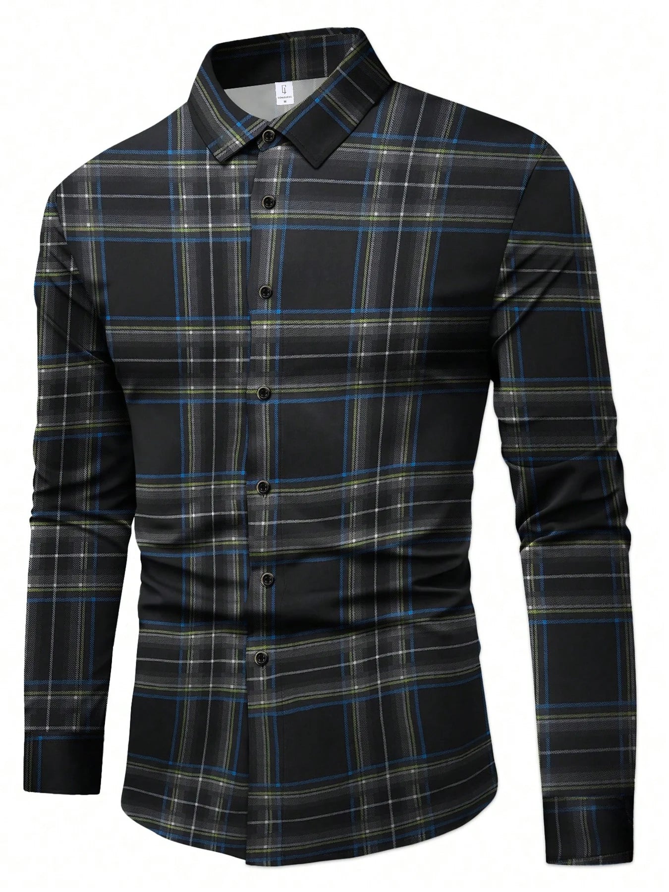 Chemise à manches longues rayée pour homme, coupe classique, couleur unie, polyester, col boutonné, tissu tissé, non extensible - Camara ShoppingChemise à manches longues rayée pour homme, coupe classique, couleur unie, polyester, col boutonné, tissu tissé, non extensible