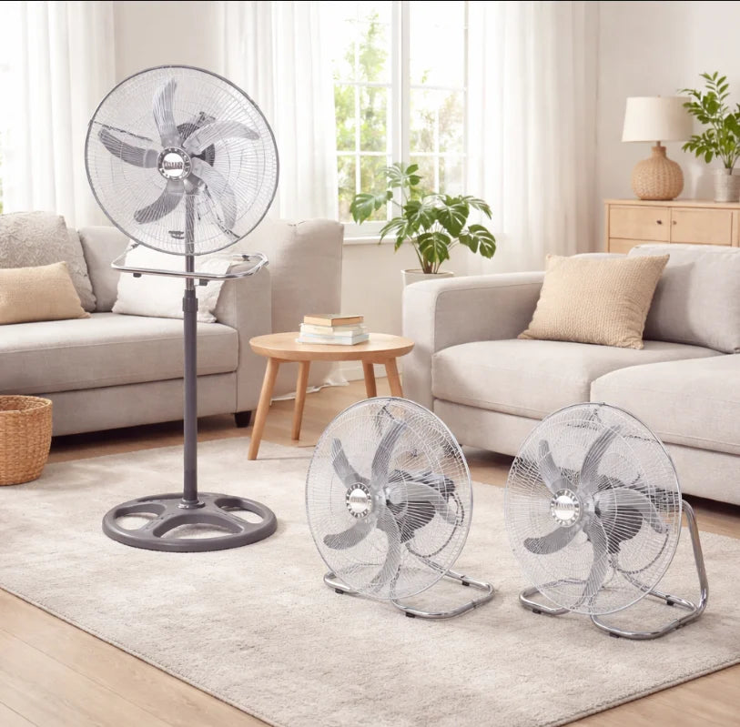 Ventilateur sur pied haute vitesse, 3 vitesses réglables, hauteur réglable, métal, 5 pales, puissant, circulation d'air, ventilateur électrique de sol pour maison et atelier Camara Shopping Ventilateur sur pied haute vitesse, 3 vitesses réglables, hauteur réglable, métal, 5 pales, puissant, circulation d'air, ventilateur électrique de sol pour maison et atelier