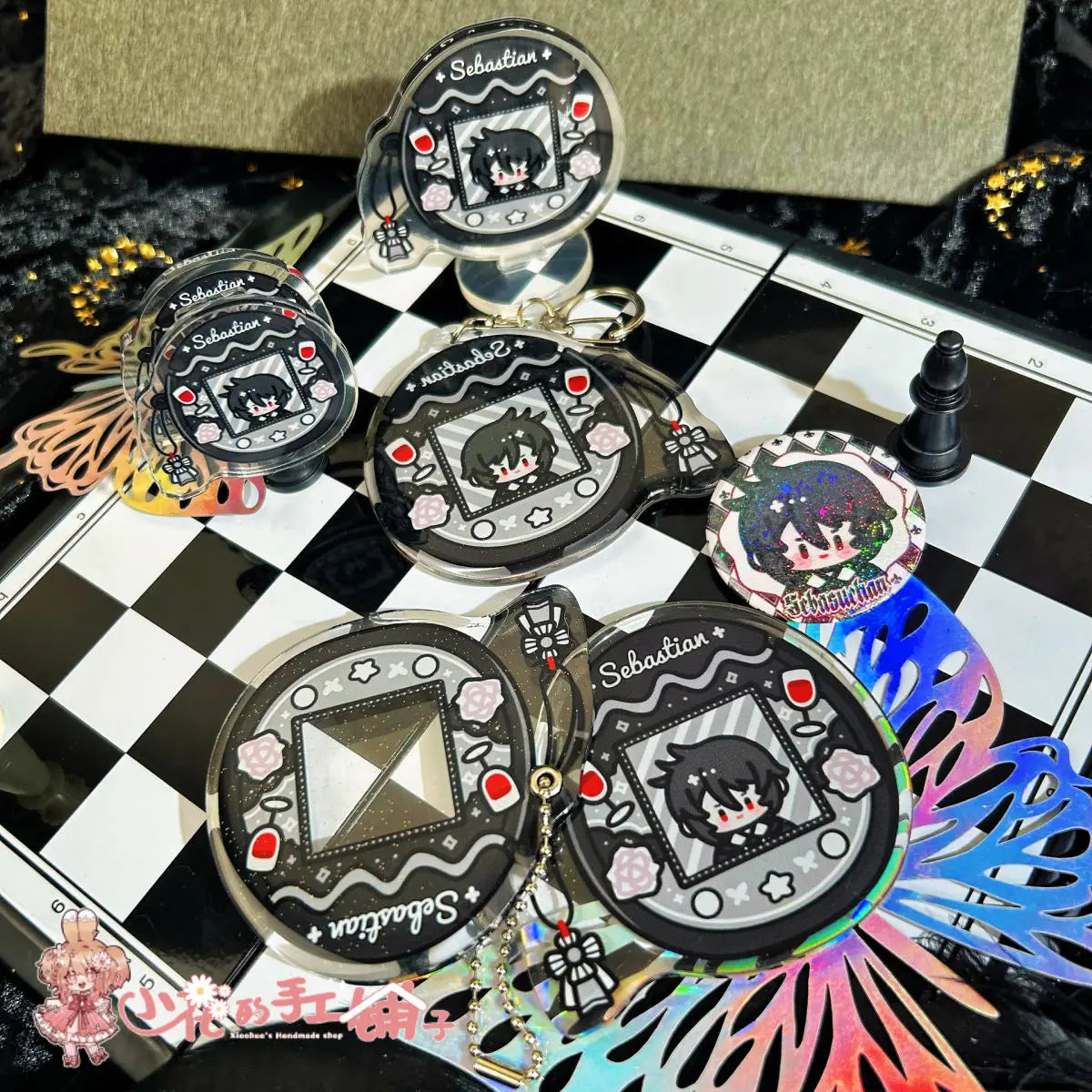 Porte-clés de majordome noir pour femmes et hommes, en acrylique, Ciel Phantomhive, pendentif, accessoires d'ornement, cadeau pour ami