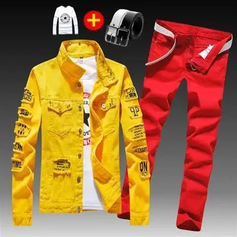 Costume Denim Homme 2 Pièces – Veste Jean & Pantalon | Style Moderne Printemps Automne - Camara ShoppingCostume Denim Homme 2 Pièces – Veste Jean & Pantalon | Style Moderne Printemps Automne