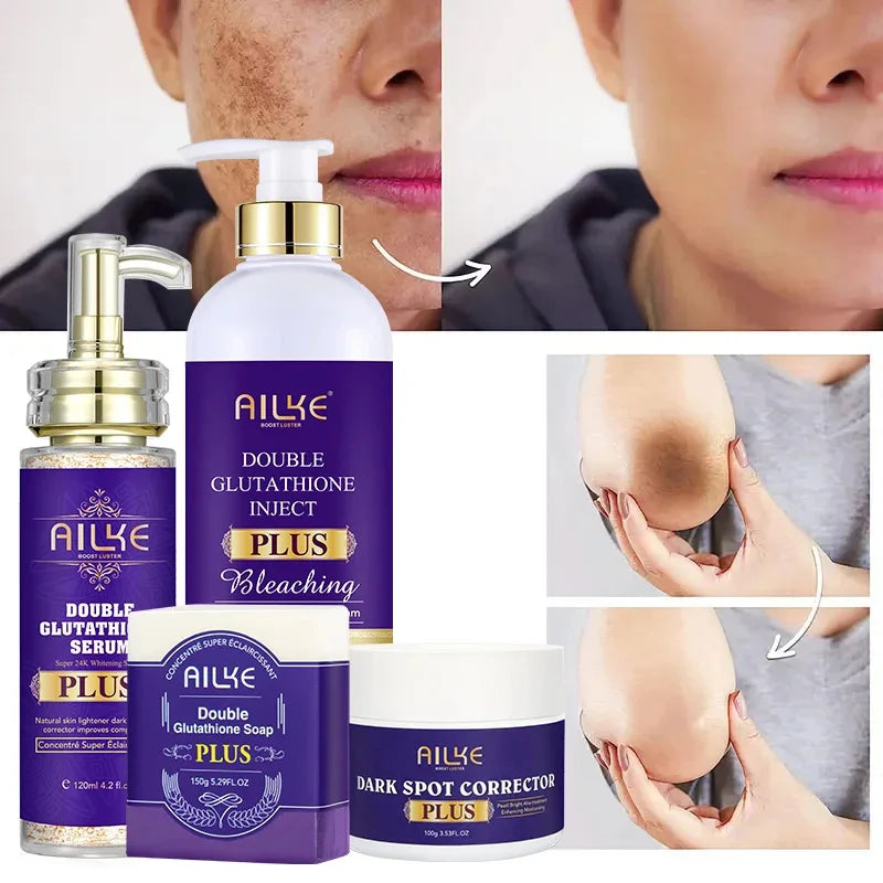 AILKE Glutathion PLUS Ensemble de soins pour la peau, lotion éclaircissante avancée, hydrate, adoucit la peau, portée de brillance pour hommes et femmes Camara Shopping AILKE Glutathion PLUS Ensemble de soins pour la peau, lotion éclaircissante avancée, hydrate, adoucit la peau, portée de brillance pour hommes et femmes