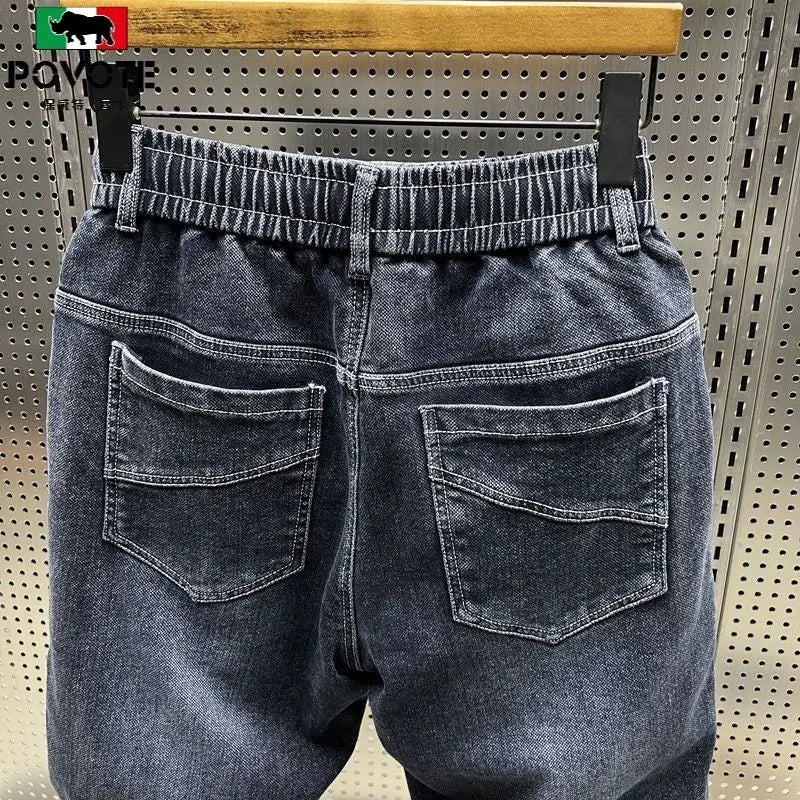 Mode cordon de serrage de luxe concepteur lâche Denim cordon jean pour hommes sarouel décontracté avec élasticité Baggy sarouel Camara Shopping Mode cordon de serrage de luxe concepteur lâche Denim cordon jean pour hommes sarouel décontracté avec élasticité Baggy sarouel