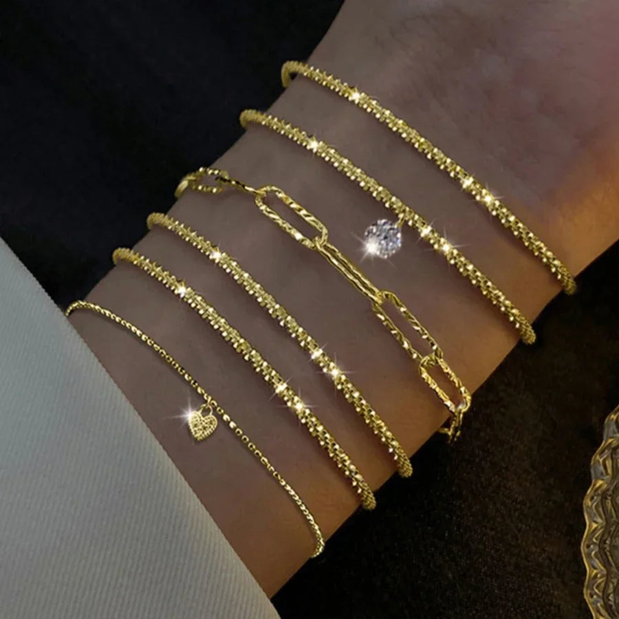 Bracelets en argent Sterling 925 avec strass pour femmes et filles, 6 pièces, luxe coréen, ciel étoilé scintillant, bijoux de fête Camara Shopping Bracelets en argent Sterling 925 avec strass pour femmes et filles, 6 pièces, luxe coréen, ciel étoilé scintillant, bijoux de fête