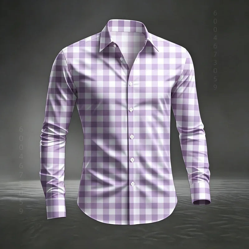 Chemise à carreaux classique pour homme 2026, imprimé écossais, coupe ajustée, col et manches longues, haut pour homme, tissu confortable XS-6XL Camara Shopping Chemise à carreaux classique pour homme 2026, imprimé écossais, coupe ajustée, col et manches longues, haut pour homme, tissu confortable XS-6XL