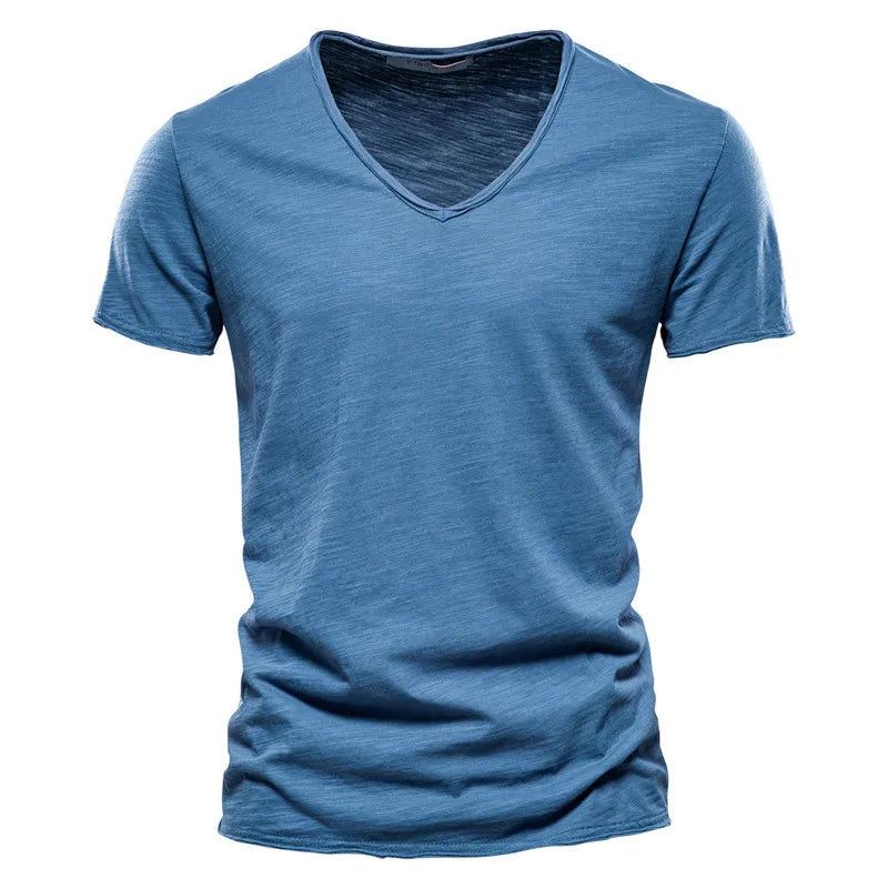 Qualité de la marque100% coton t shirt homme de marque Col en V mode homme Coupe ajustée Soild T-shirts  Hommes Hauts  manche courte t shirt homme Camara Shopping Qualité de la marque100% coton t shirt homme de marque Col en V mode homme Coupe ajustée Soild T-shirts  Hommes Hauts  manche courte t shirt homme