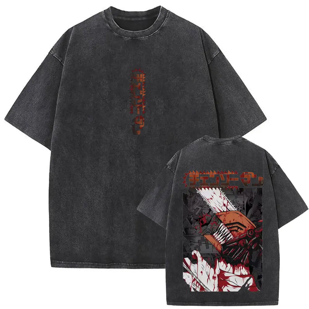 Anime tronçonneuse homme Vintage lavé T-shirt Hayakawa Aki invocation Kon Fox diable graphique T-shirts hommes femmes décontracté mode T-shirts Camara Shopping Anime tronçonneuse homme Vintage lavé T-shirt Hayakawa Aki invocation Kon Fox diable graphique T-shirts hommes femmes décontracté mode T-shirts